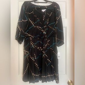 Jessica Simpson Black Dress with Blue and Tan Pattern